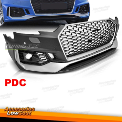 PARACHOQUES DELANTEROLOOK RS PLATA NEGRO PDC compatible con AUDI A4 B9 08.15-19