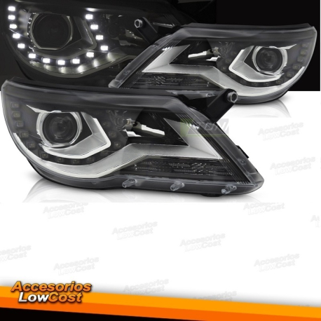 FAROS DELANTEROS NEGRO LUZ DIURNA para VW TIGUAN I 07-11
