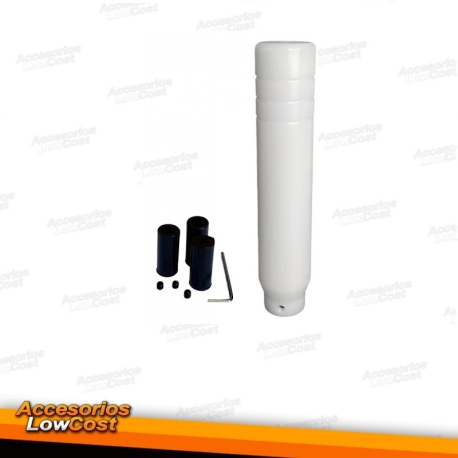 Pomo de palanca de cambio tipo Racing fabricado en Nylon de color blanco.