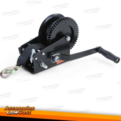Cabrestante de cable Premium de 1500 kg, cabrestante manual con correa de 8 metros, negro