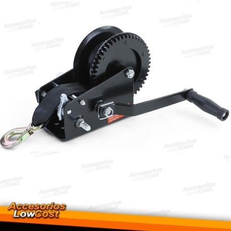 Cabrestante de cable Premium de 1500 kg, cabrestante manual con correa de 8 metros, negro