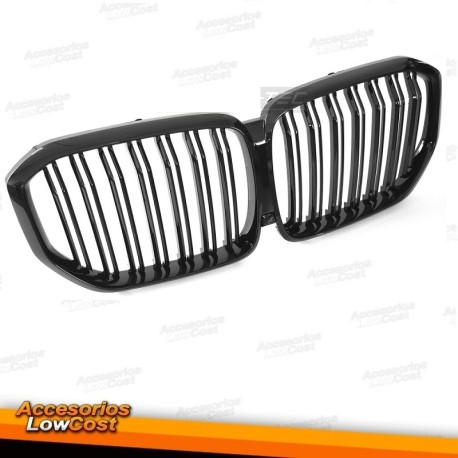 PARRILLA DEPORTIVA DOBLE BARRA NEGRO BRILLANTE para BMW X5 G05 19-22
