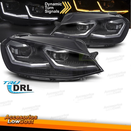 Faros LED cromo con luz diurna secuencial (DRL) compatibles con VW Golf VII 17-19