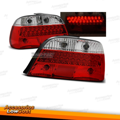 FAROLINS TRASEIROS LED / BMW E38 / 94-01 VERMELHO BRANCO