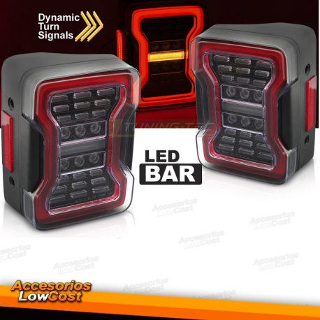 PILOTOS TRASEROS CHRYSLER JEEP WRANGLER JK 07-18 LED NEGRO