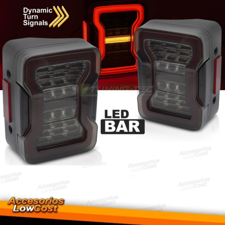 PILOTOS TRASEROS CHRYSLER JEEP WRANGLER JK 07-18 LED NEGRO