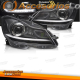 FAROS CON LUZ DIURNA LED PARA MERCEDES CLASE C W204 (11-14), FONDO NEGRO