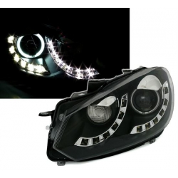 FAROS LUZ DIURNA OJOS ANGEL VW GOLF VI 6 08- CRISTAL CLARO-NEGRO