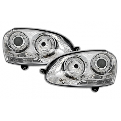 FAROS OJOS DE ANGEL PARA VW GOLF V 5,03++.COLOR CROMO