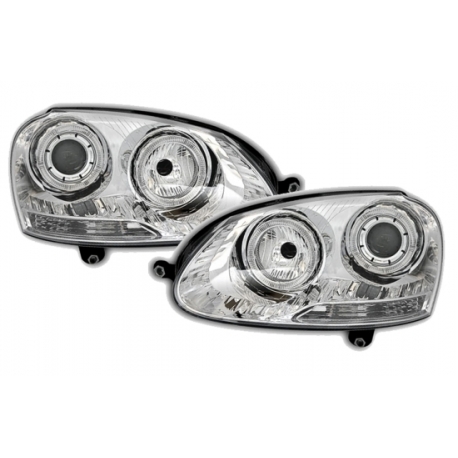 FAROS OJOS DE ANGEL PARA VW GOLF V 5,03++.COLOR CROMO