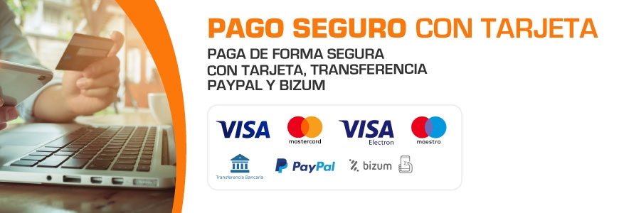 Pago seguro con Tarjeta, Bizum, Paypal o Transferencia Bancaria en Auto Accesorios LowCost